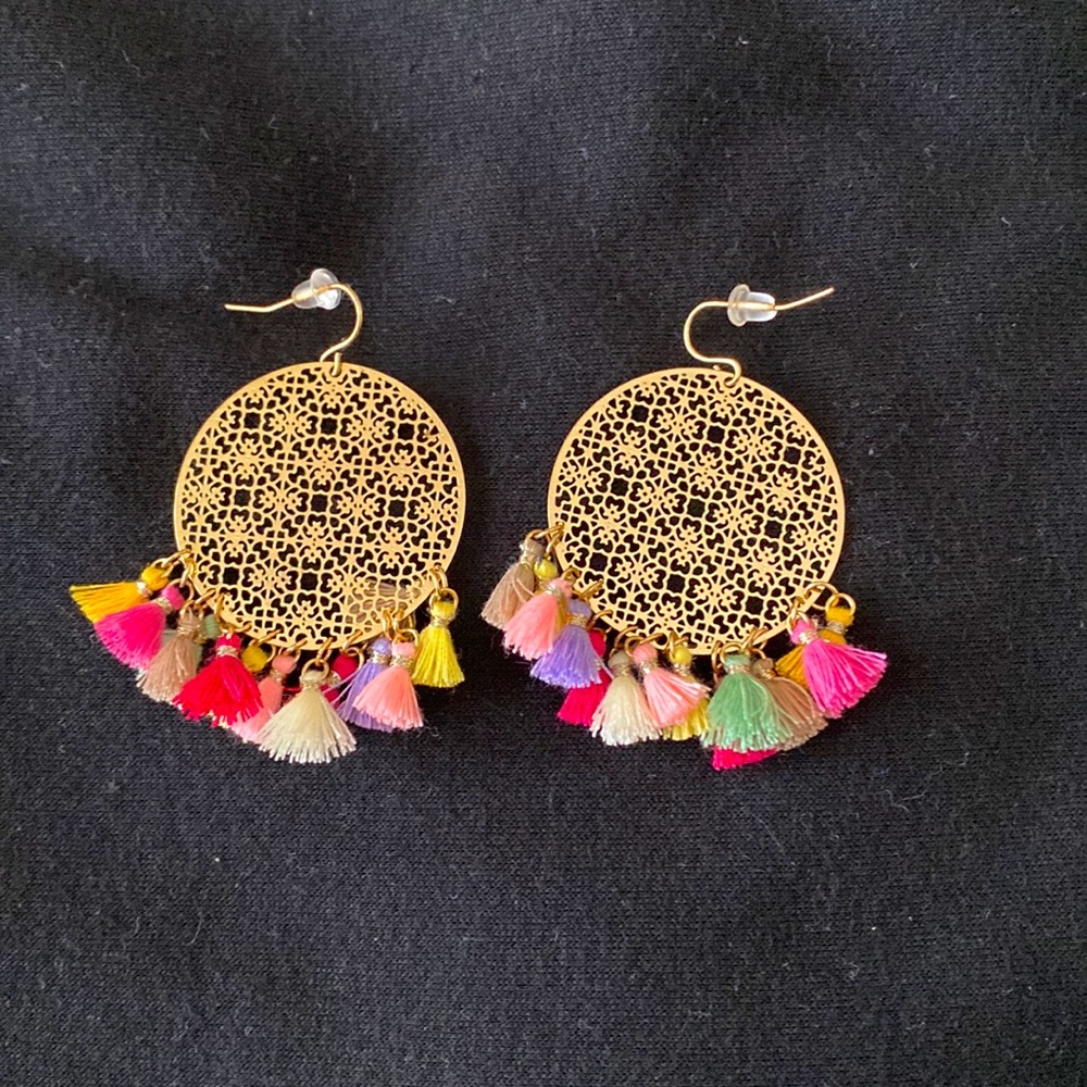 Colorful gold dangle earrings